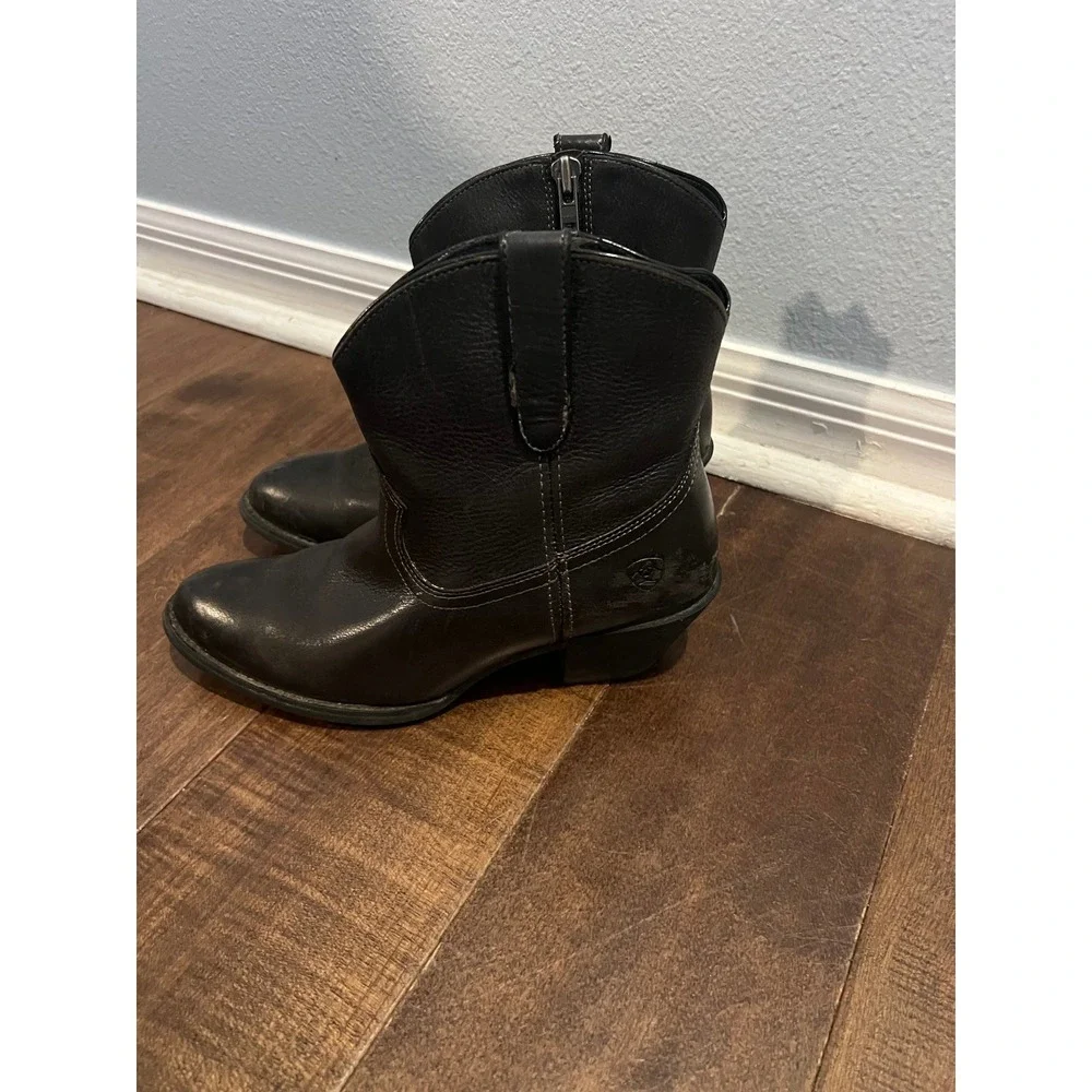 Ariat Black Leather Ankle Cowboy Western Zip‎ Up Boots Size 6